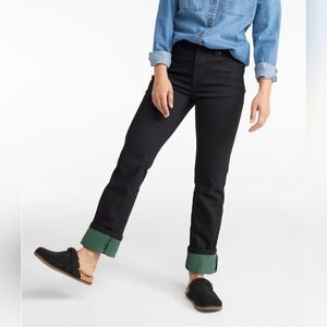 LL Bean Fleece Lined Black Jeans Size 8